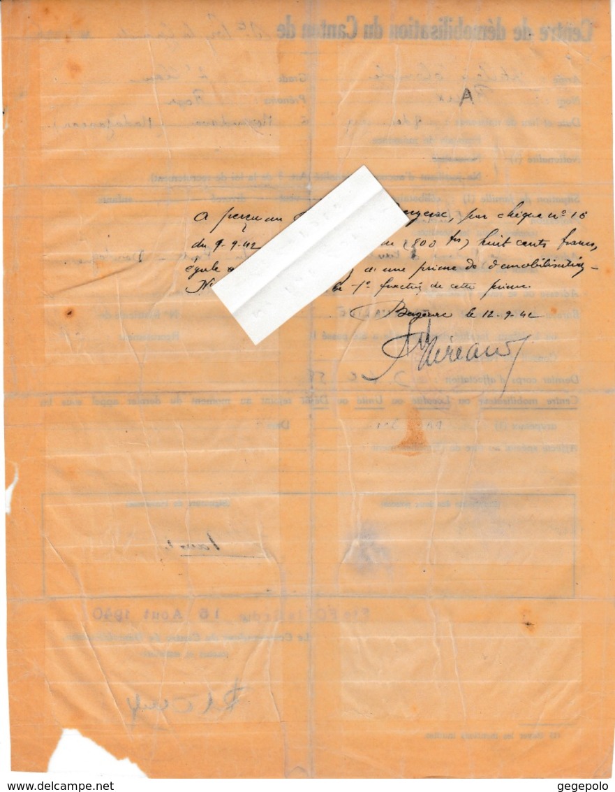 33 - Ste FOY La GRANDE  - Centre De Démobilisation Du  Canton De ........   ( 20 Cm X 26 Cm )  En L'état - Historical Documents