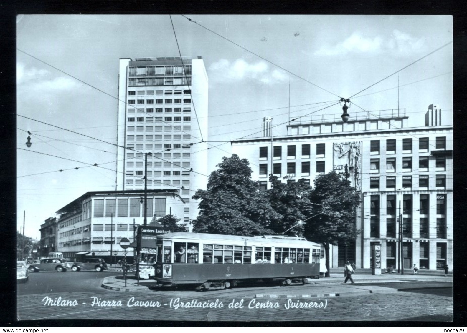 MILANO - 1952 - PIAZZA CAVOUR CON TRAM - GRATTACIELO DEL CENTRO SVIZZERO - Milano
