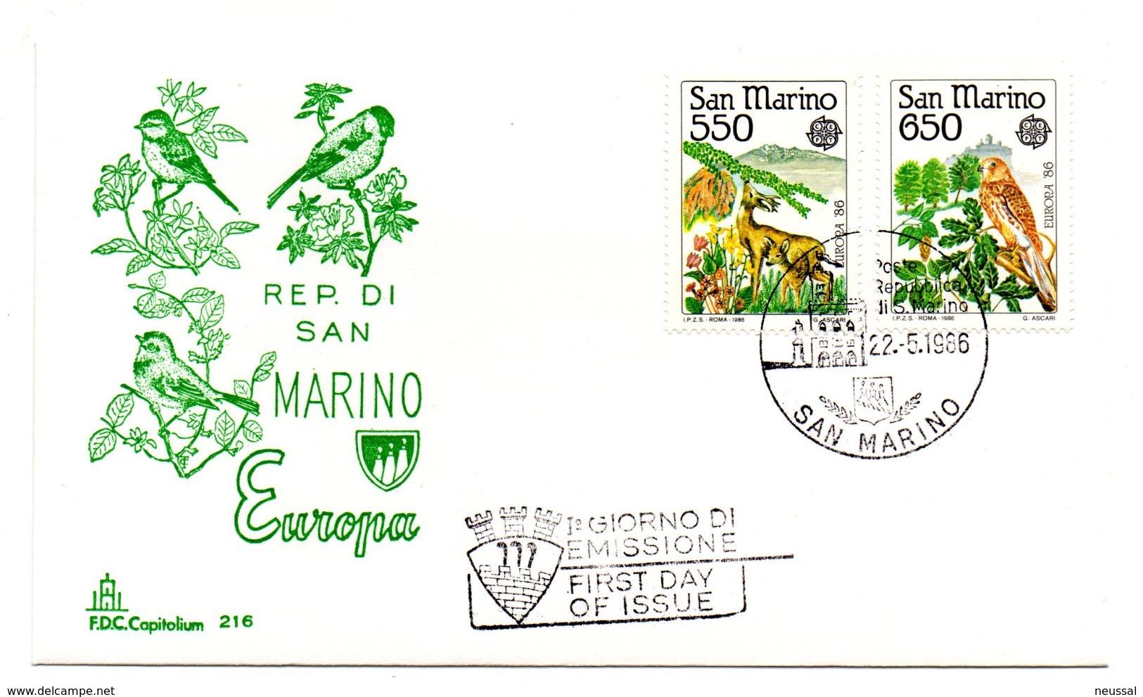 Sobre De Primer Dia De  San Marino 1133/4 - 1985