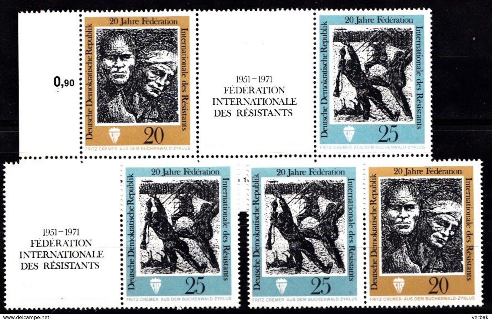 DDR 1971  Mi.nr.: 1680-1681+1681+1680-1681 Int.Nationale Föderation Der....  Neuf Sans Charniere /MNH / Postfris - Ungebraucht