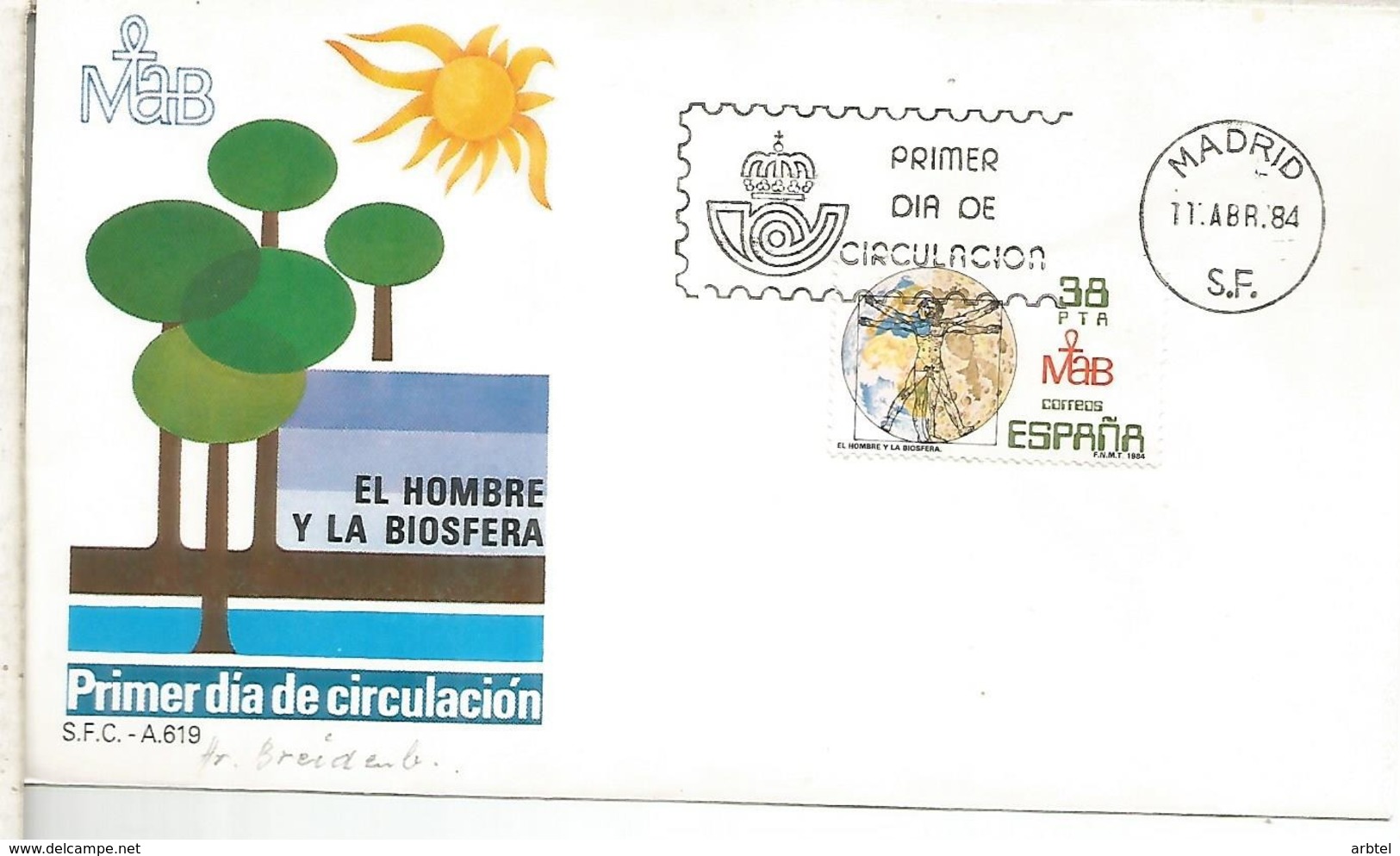 ESPAÑA SPD 1984 HOMBRE Y BIOSFERA NATURALEZA DA VINCI - Naturaleza