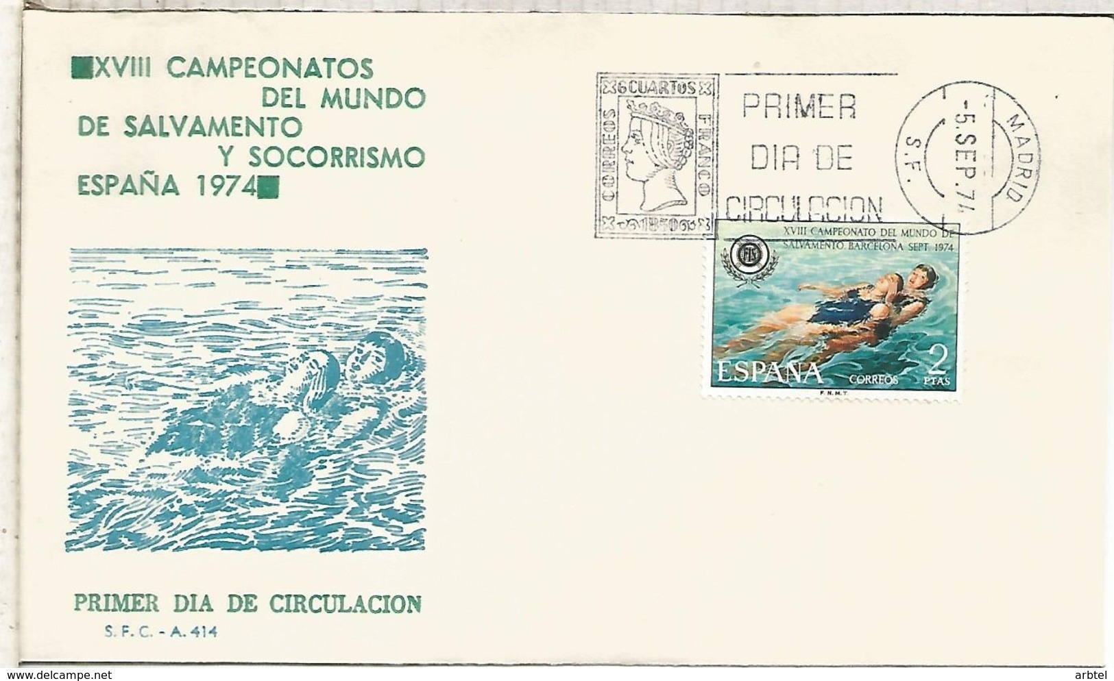 ESPAÑA SPD 1974 NATACION RESCUE SWIMMING - Natación