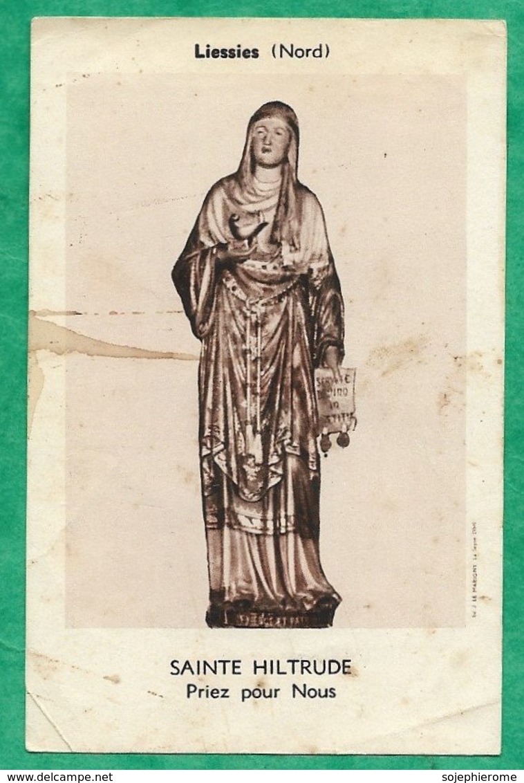 Liessies (59) Statue De Sainte Hiltrude 2scans 10,3 X 6,7 Cm - Images Religieuses