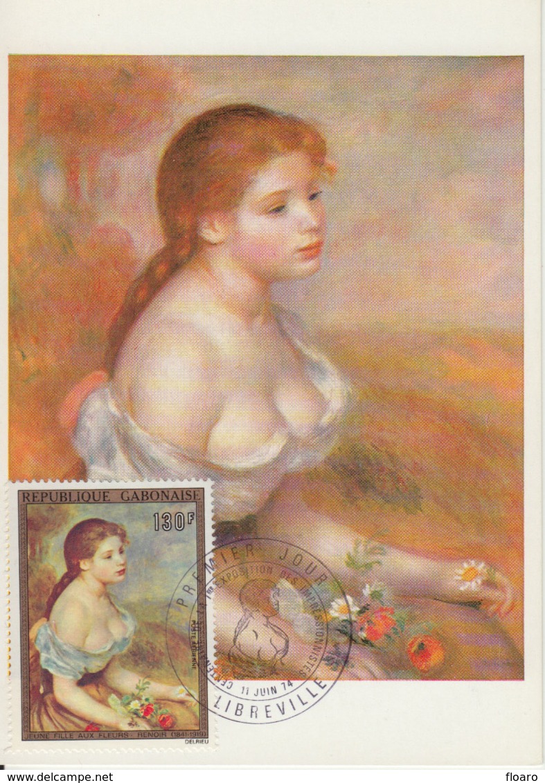 Carte-Maximum GABON N°Yvert PA 148 / RENOIR / Jeune Fille Aux Fleurs - Gabon (1960-...)