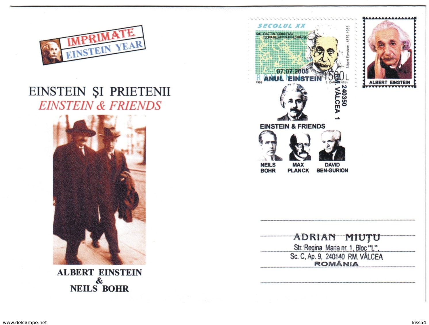 COV 06 - 10 ALBERT EINSTEIN & Neils Bohr, Romania - Cover - Used - 2005 - Albert Einstein