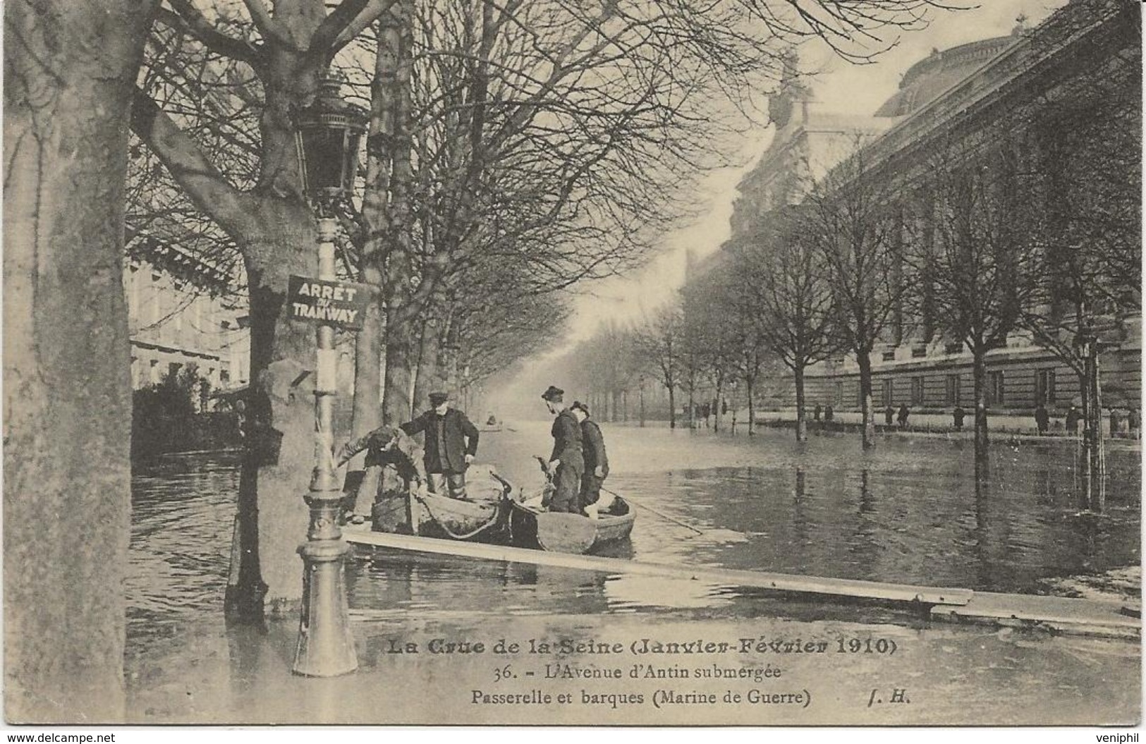 PARIS - CRUE DE LA SEINE - 1910 -L'AVENUE D'ANTIN SUBMERGEE .  TB - Überschwemmung 1910