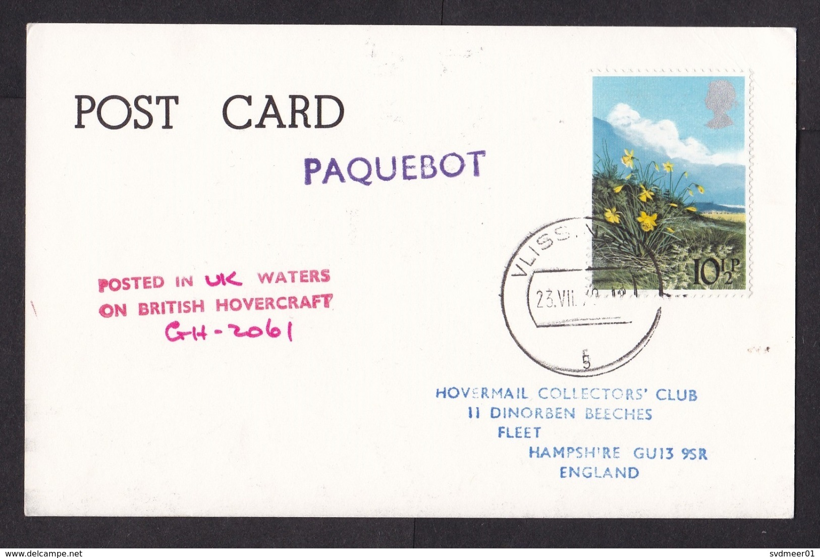 UK: Picture Postcard, 1979, Posted In Vlissingen Netherlands, Paquebot Ship Mail, Hovercraft, Hovermail (traces Of Use) - Brieven En Documenten