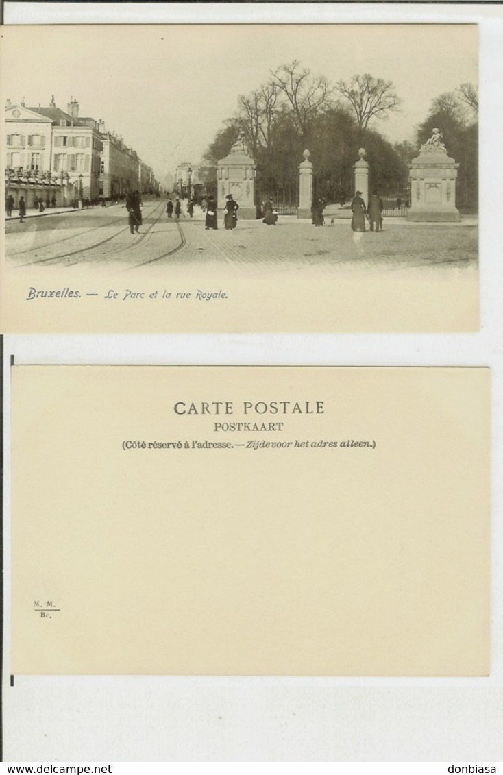 Bruxelles: Le Parc Et La Rue Royale. Carte Postale Cm 9x14 (début 1900) - Animée - Avenues, Boulevards