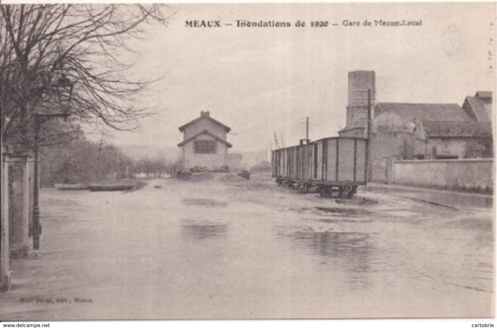 77 MEAUX - Inondations De 1920 - Gare De Meaux-Local - Ligne Du Tramway à Vapeur De Dammartin - Meaux