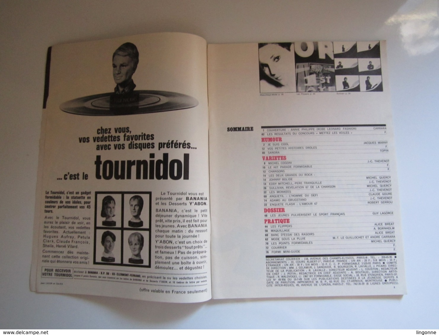 FORMIDABLE Numéro 18  Mai 1967 ANNIE PHILIPPE L'AMOUR DE L'AN 2000 COGONI EDDY MITCHELL TOURNIDOL SHEILA CLAUDE-FRANCOIS - Musique