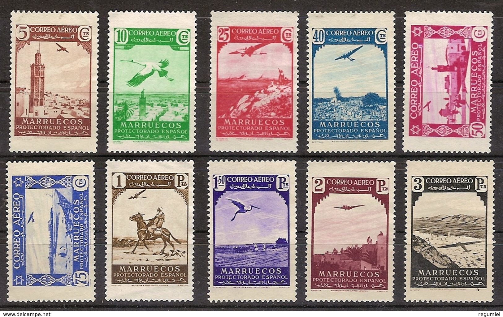 Marruecos 186/195 * Paisajes. 1938. Charnela - Marruecos Español