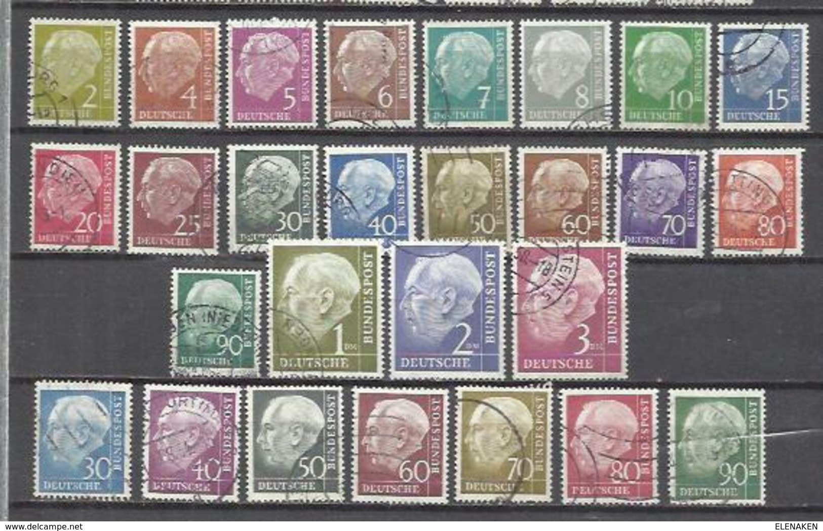 Q573-2 SERIES COMPLETAS ALEMANIA FEDERAL 1953 62A/72B+125A/128B 37,50&euro; PRESIDENTE THEDORE HEUSS.BUENOS EJEMPLARES,M - Usados