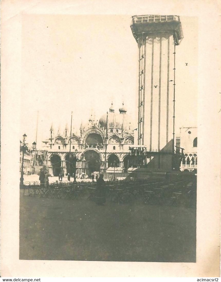 X2003 ITALY Venice Basilica Di San Marcos E Campanile In Ricostruzione Dov'era E Com'era Albumine Photo 11x8cm 1910' - Luoghi