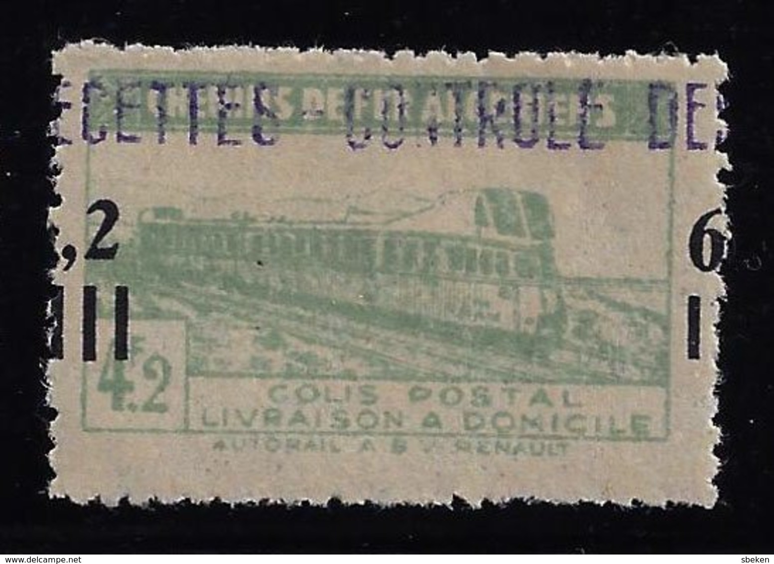 ALGÉRIE / ALGERIA 1945 - YT Colis Postaux 135** - Variété Surcharge 6f 2 à Cheval - Colis Postaux