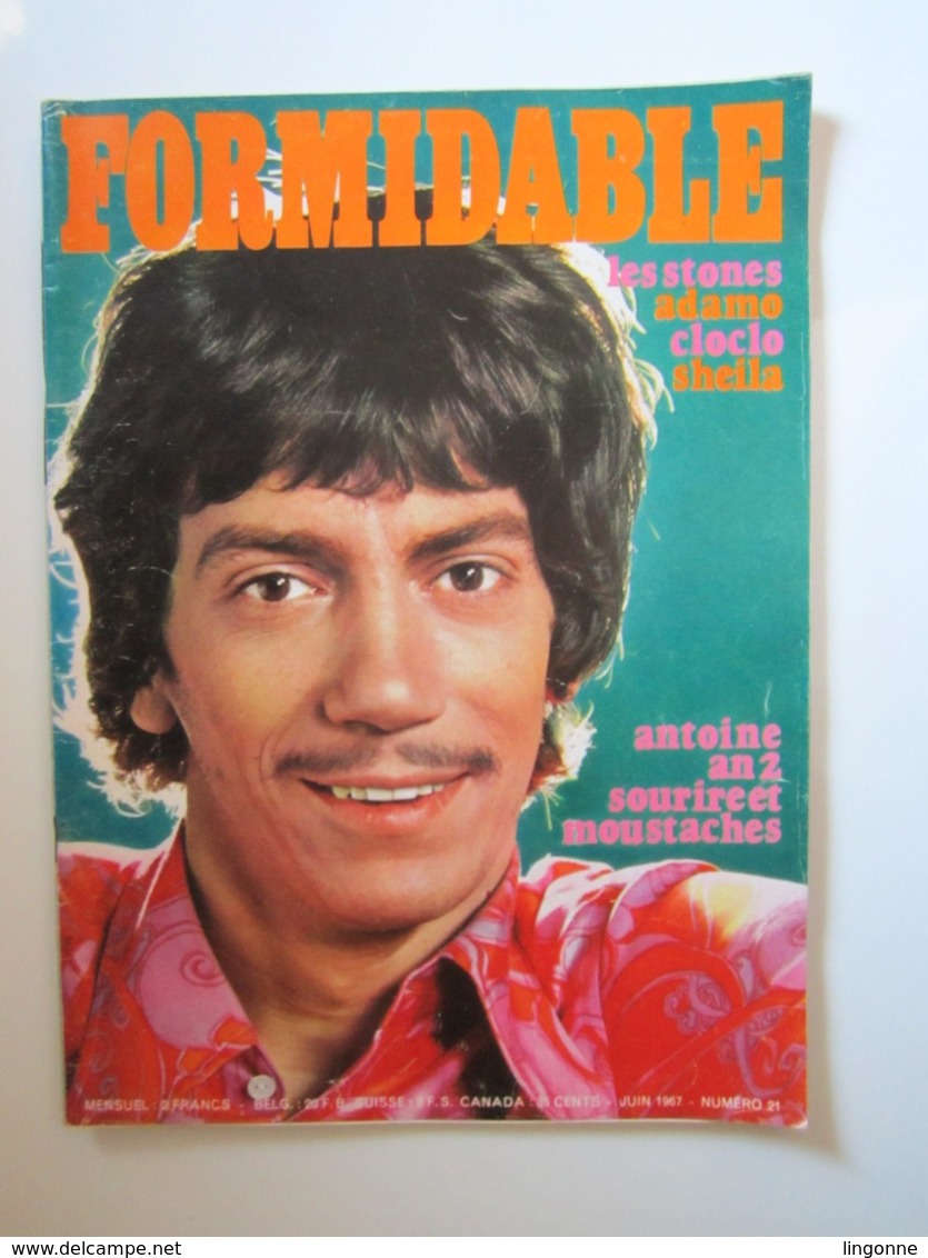 FORMIDABLE Numéro 21 Juin 1967 SHEILA ROLLING STONES ADAMO CLOCLO ANTOINE ... - Musique