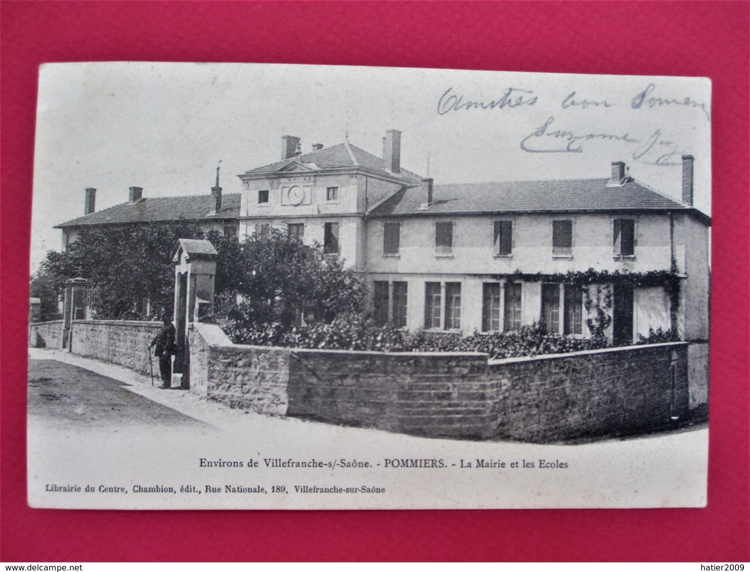 Environs De Villefranche Sur Saone - POMMIERS - La Mairie Et Les Ecoles - Dos Précurseur, Voyagée En 1905 - TBE - Autres & Non Classés