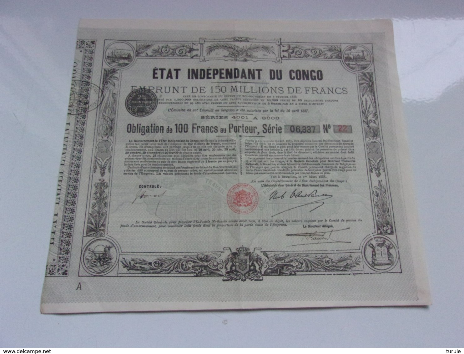 ETAT INDEPENDANT DU CONGO (1888) - Autres & Non Classés