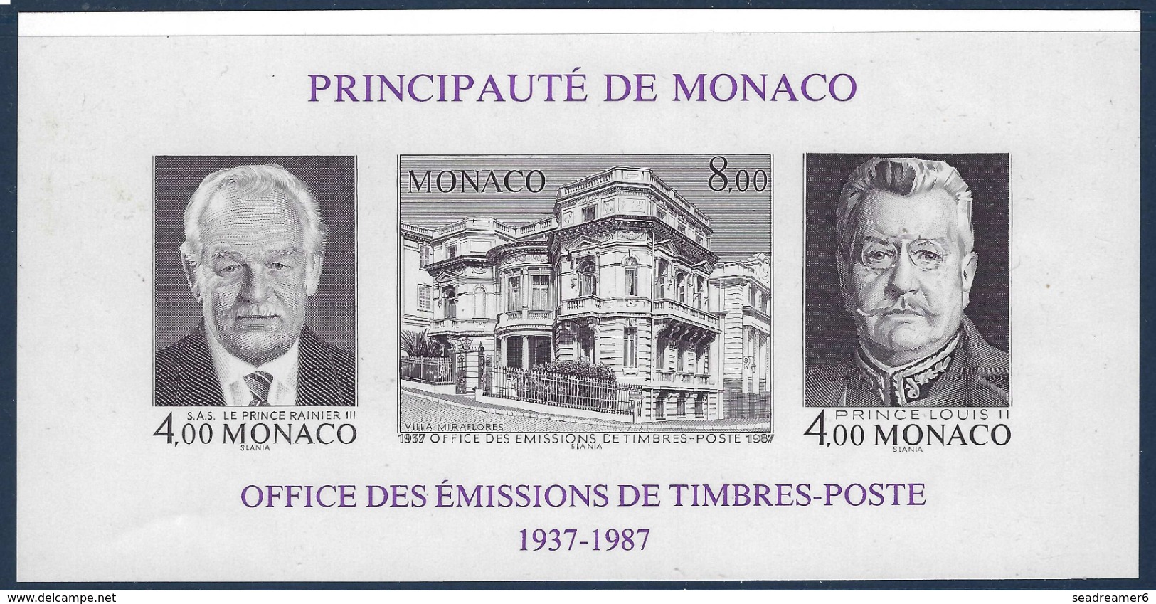 Monaco 1987 Bloc Feuillet Non Dentelé N°39a**  TTB - Blocs