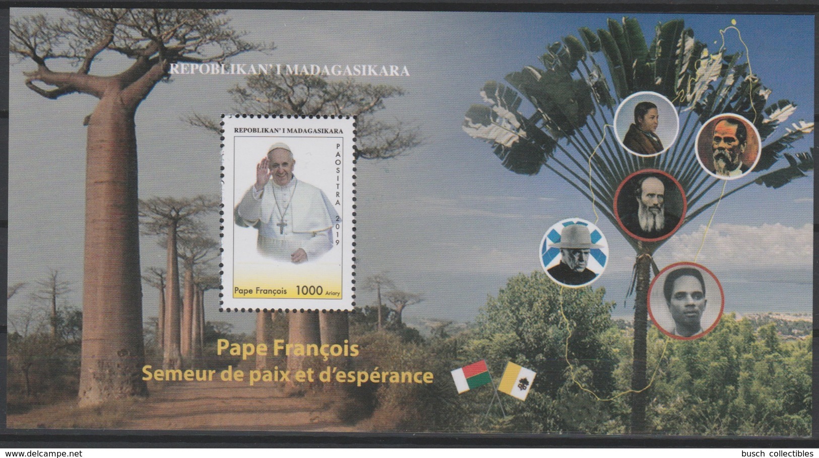 Madagascar Madagaskar 2019 Bloc Block Souvenir Sheet Mi. Bl. 325 Pape François Pope Francis Papst Franziskus RARE - Pausen