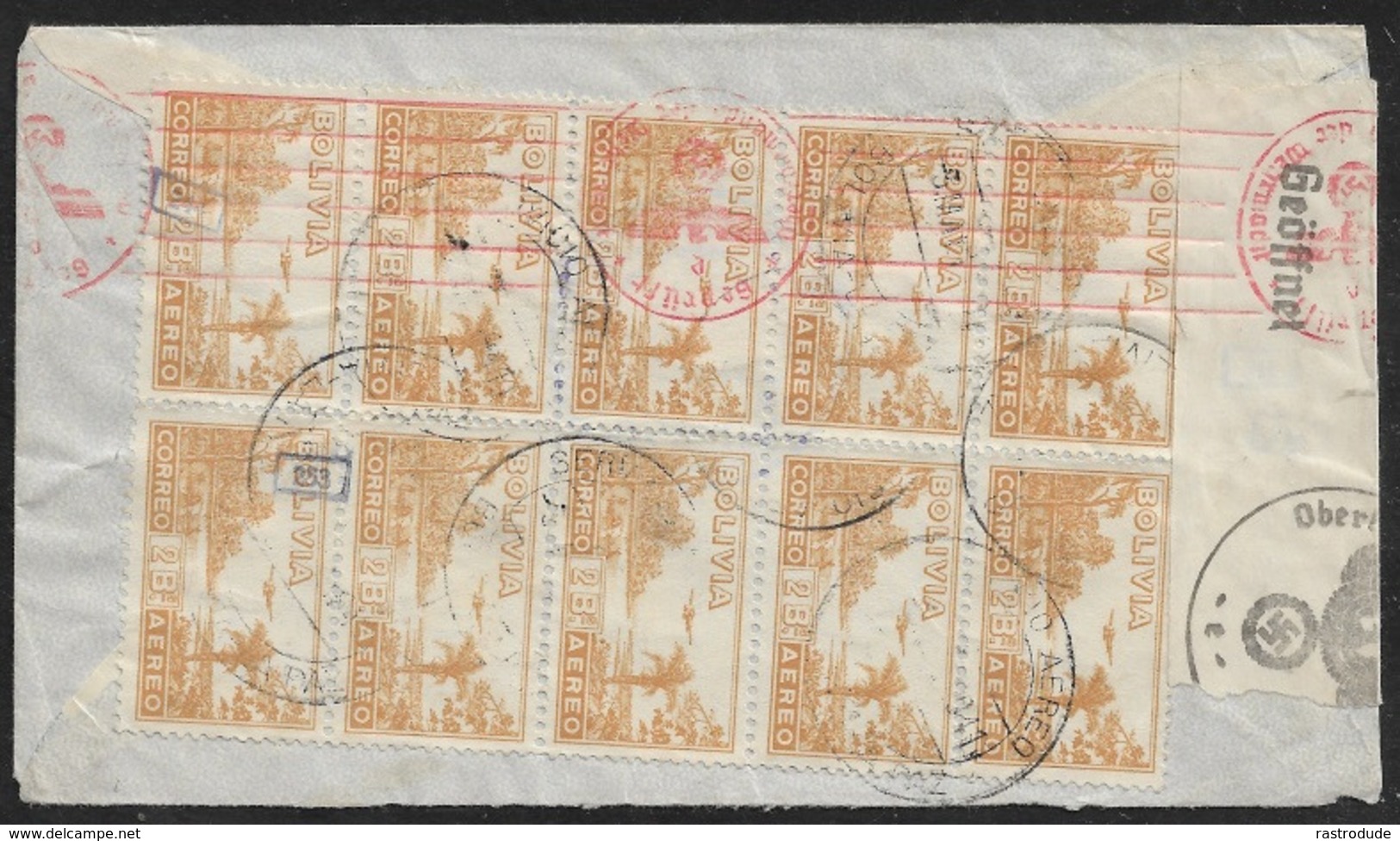 1941 BOLIVIEN BOLIVIA - AIRMAIL FLUGPOST - CENSOR STRIP OKW N. BERLIN - Bolivien