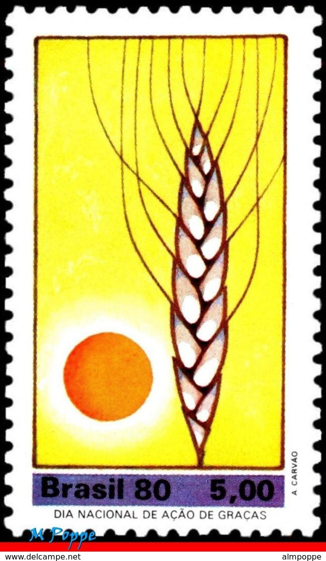 Ref. BR-1724 BRAZIL 1980 AGRICULTURE, THANKSGIVING DAY,, SUN, WHEAT, MNH 1V Sc# 1724 - Ungebraucht