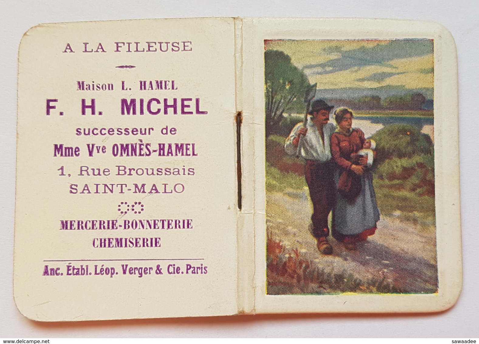 PETIT ALMANACH POUR 1917 - FRANCE - COUPLE DE PAYSANS ET ENFANT - SAISONS, FÊTES, TARIFS POSTAUX - ST MALO - Petit Format : 1901-20