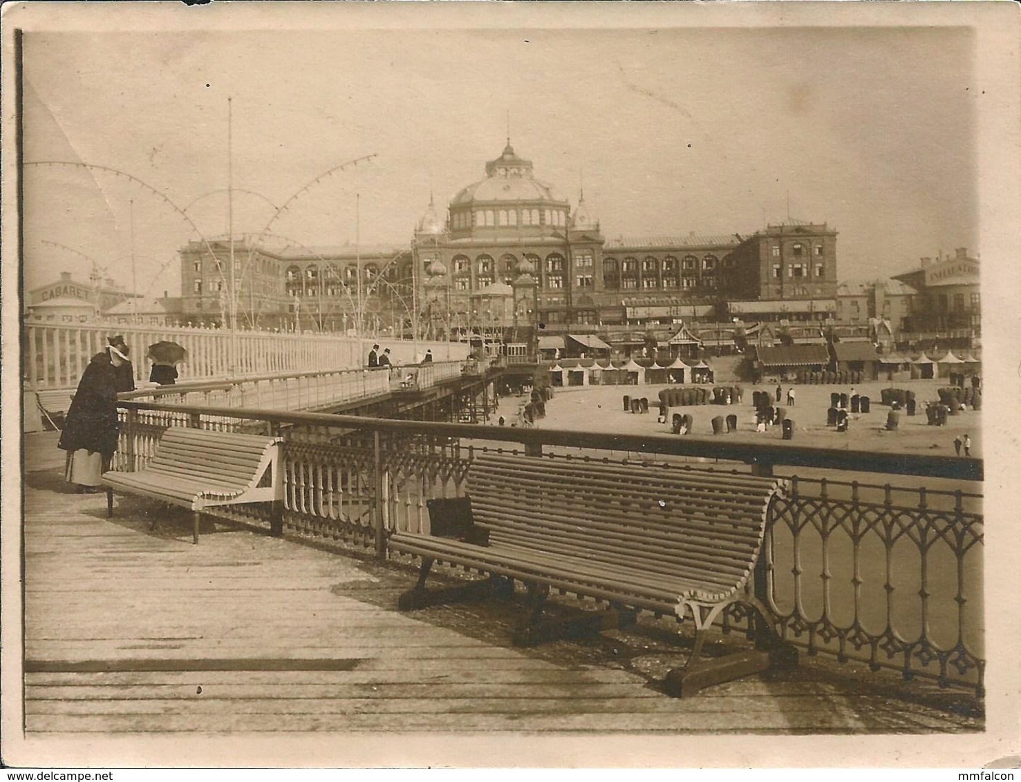 Netherlands The Hague Den Haag Beach Resort Kurhaus Hotel Cabaret Peopel - Vintage Albumine Photo 12x9cm 1914 - Lieux