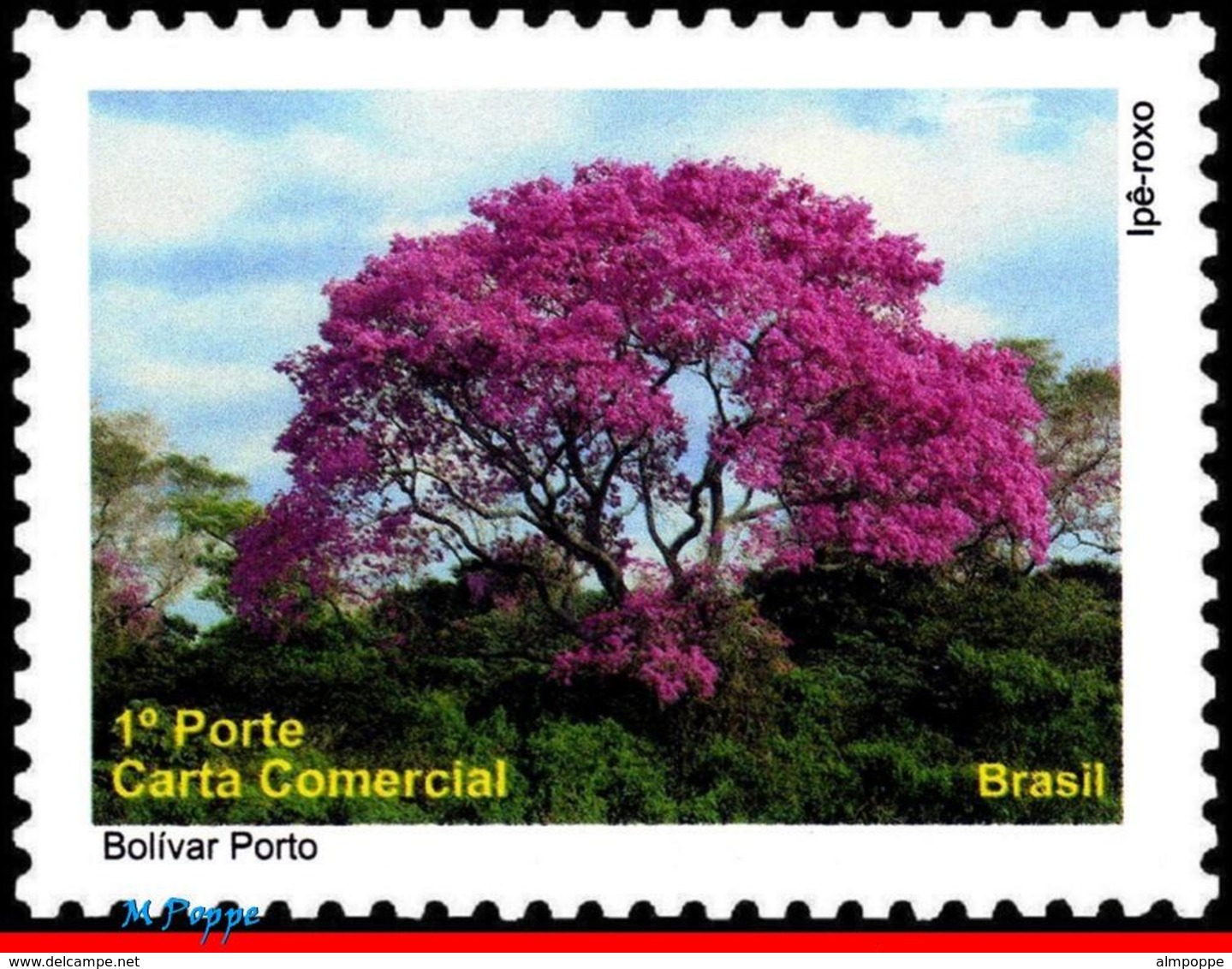 Ref. BR-3140E BRAZIL 2010 ANIMALS, FAUNA, PANTANAL,TREE IPE PURPLE,, DEPERSONALIZED MNH 1V Sc# 3140 - Arbres