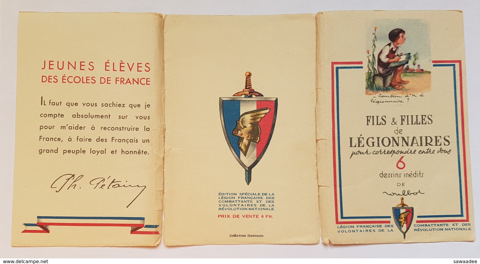 CARNET - CARTES POSTALES - POULBOT - FILS ET FILLES DE LEGIONNAIRES - 6 DESSINS INEDITS - PROPAGANDE - PETAIN - Documents