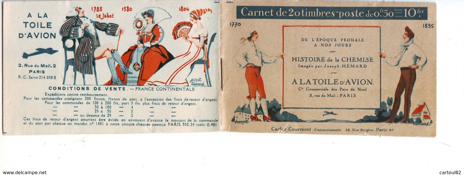 2 RF  Superbe Carnet Pub Avec 50 C Semeuse Lignée ** ,toile D'avion - Autres & Non Classés