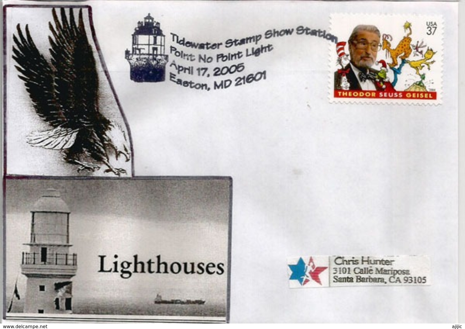 USA.Point No Point Lighthouse. Chesapeake Bay.Easton.(Maryland), Letter 2005 Sent To California - Lettres & Documents