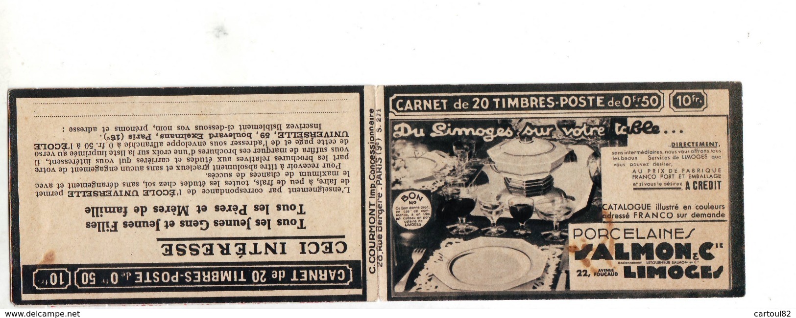 3 RF  Superbe Carnet Pub Avec 50 C Paix ** Porcelaine De Limoges - Autres & Non Classés