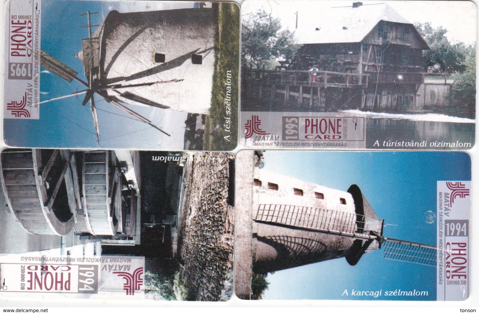 Hungary, P-1994-18 - P-1995-02, 4 Card Puzzle, Mills, 2 Scans. - Puzzles