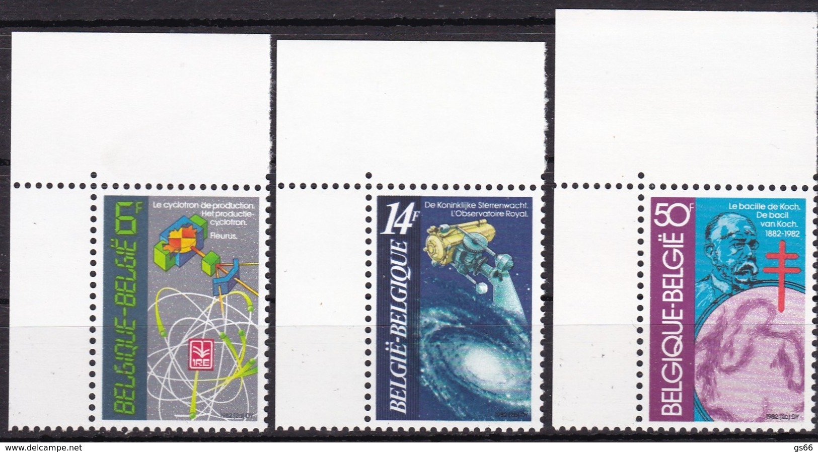 1982, Belgien, 2088/90,  MNH **, Wissenschaft - Ungebraucht