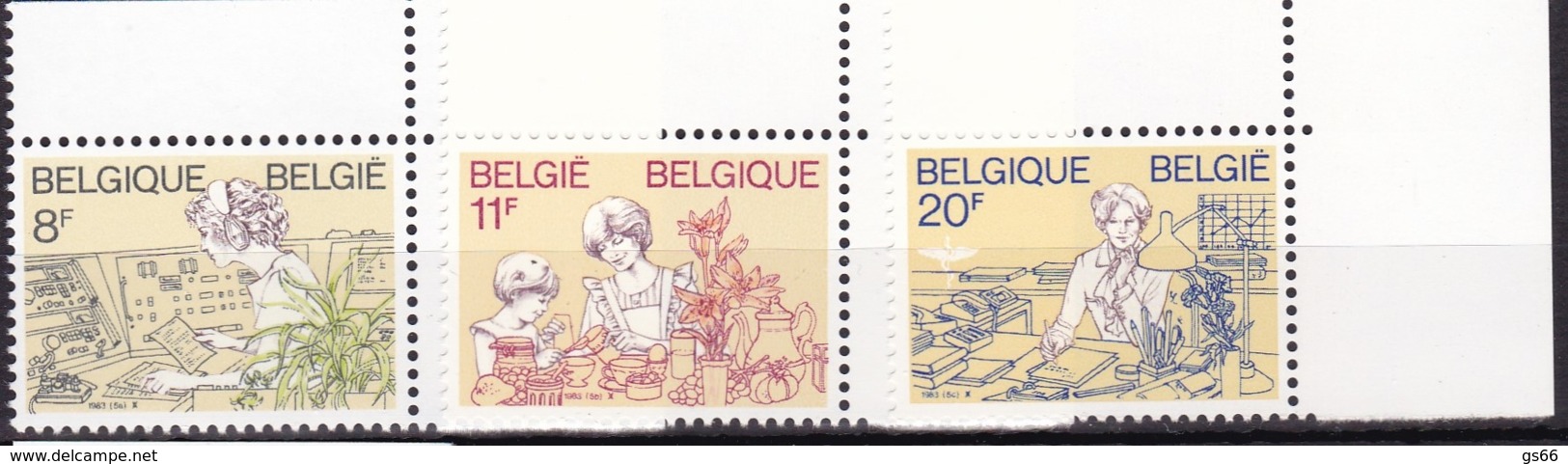 1983, Belgien, 2138/40,  MNH **, Frauen. - Ungebraucht