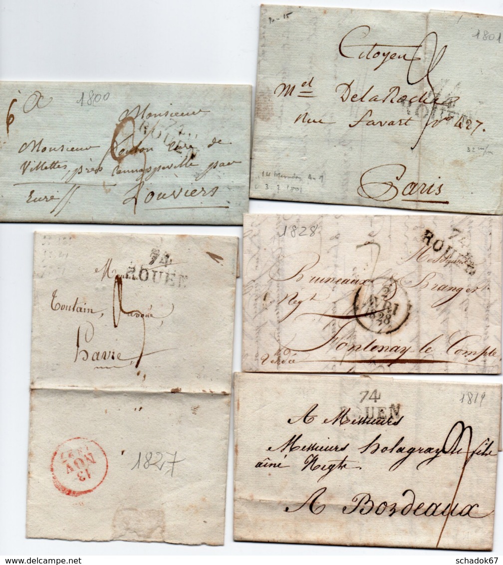 Lot De 5 Lettres Avec Marquage Linéaire (bonne Cote) - 1801-1848: Précurseurs XIX