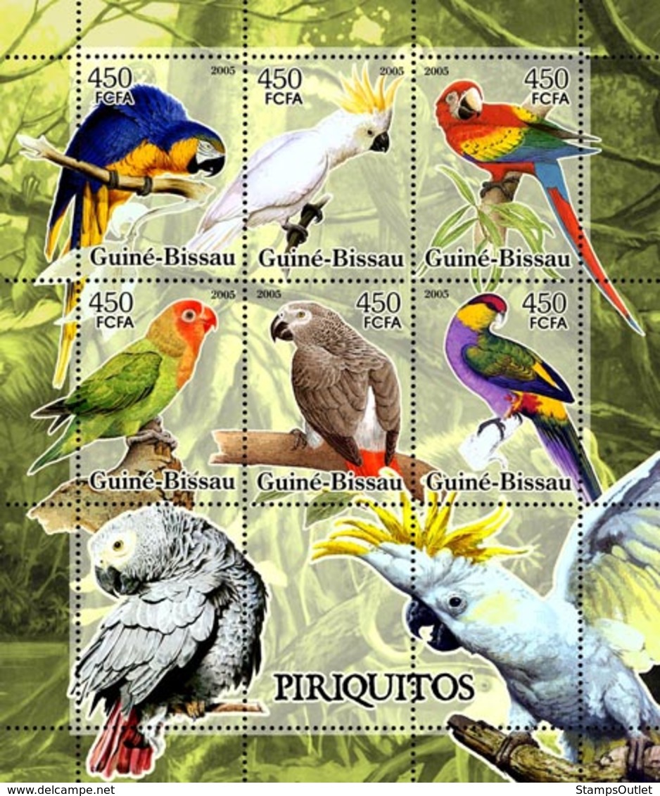 Guinea - Bissau 2005 - Parrots 6v, Y&T 2086-2091, Michel 3244-3249 - Guinea-Bissau