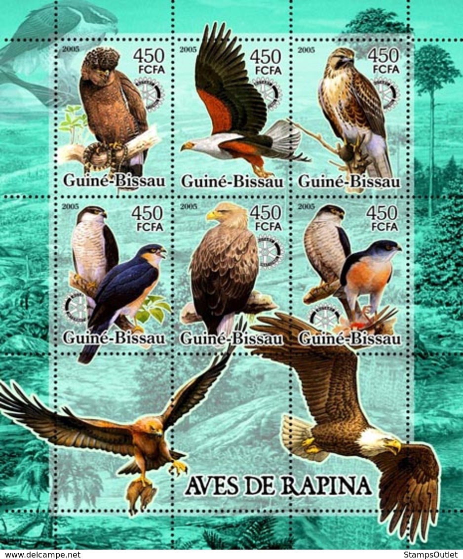 Guinea - Bissau 2005 - Birds Of Prey & Rotary 6v, Y&T 2092-2097, Michel 3237-3242 - Guinea-Bissau