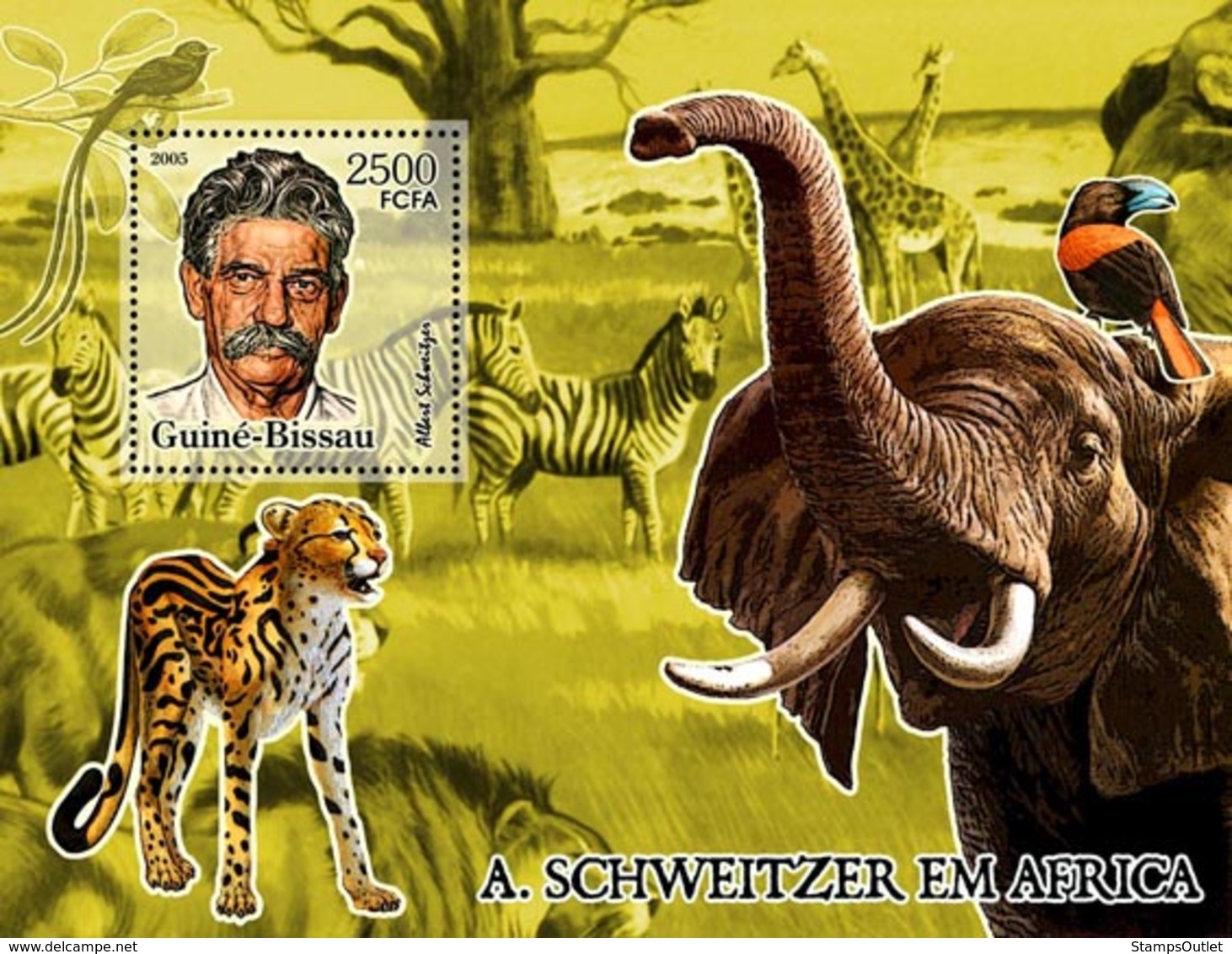 Guinea - Bissau 2005 - A. Schweitzer In Africa (animals) S/s, Y&T 300, Michel 3275/BL544 - Guinea-Bissau