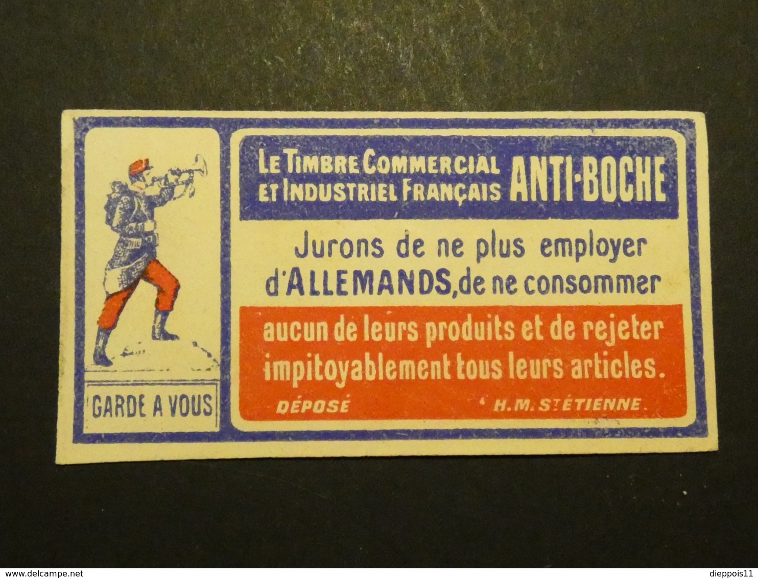 FRANCE Poster Stamp Cinderella Vignette Marken  Propagande Timbre Commercial Anti Boche - Militärmarken