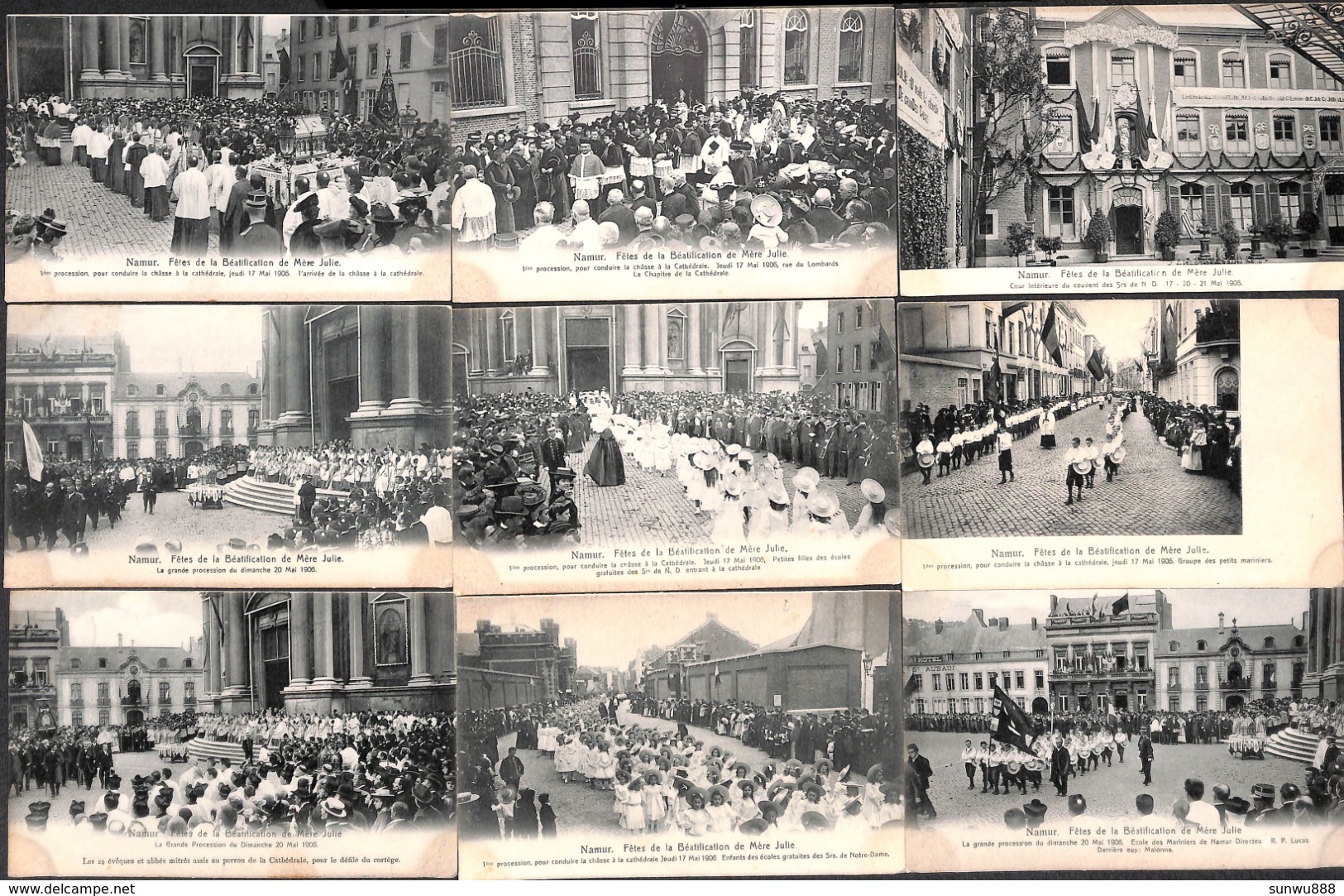 Namur - Lot 23 Cartes Fêtes De La Béatification 1905 (top Animation, Papeterie Woitrin) - Namur