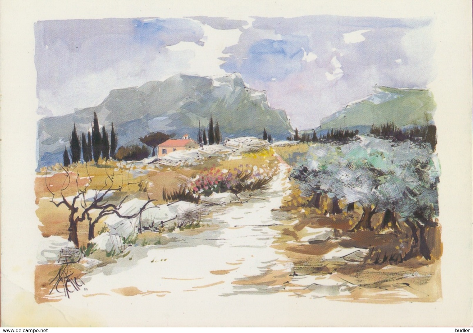 Aquarelle De Michel PELLETIER ## En Provence ## - CPM Neuve (150 X105). - Autres & Non Classés