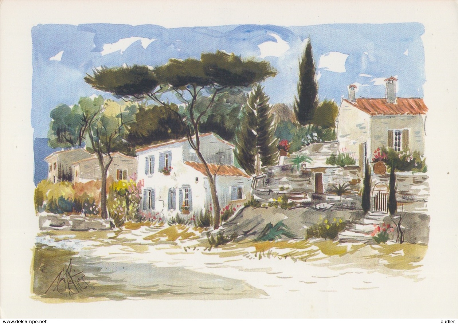 Aquarelle De Michel PELLETIER ## En Provence ## - CPM écrite (150 X105). - Autres & Non Classés