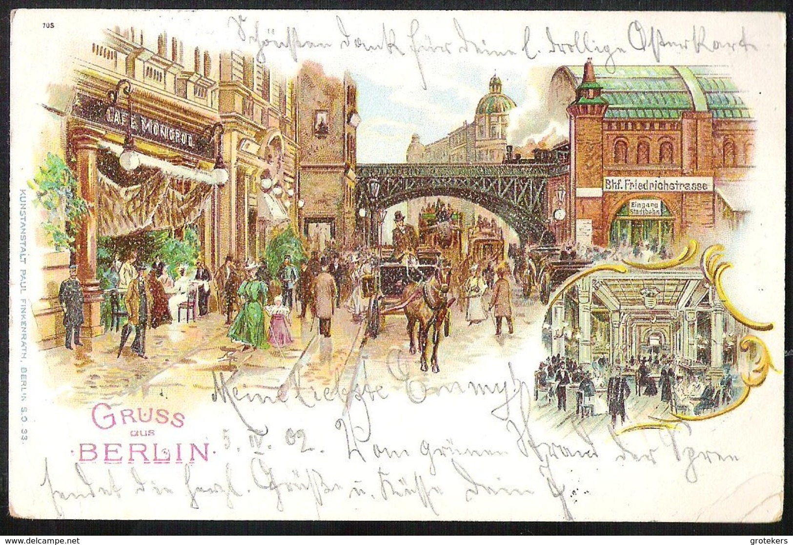 BERLIN Bahnhof Friedrichstrasse 1902  Litho Karte - Mitte