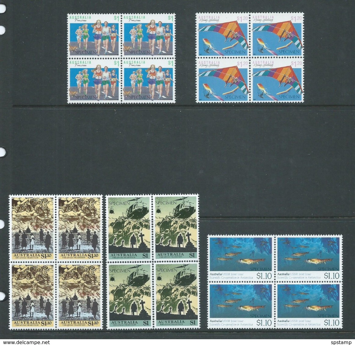 Australia 1991 Specimen Overprints Set Of 5 In Fresh MNH Blocks Of 4 - Mint Stamps