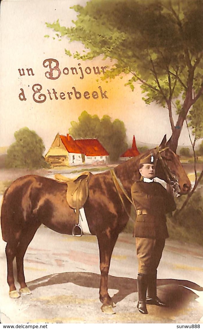 Un Bonjour D'Etterbeek (gendarme Militaire Cavalier Cheval) - Etterbeek