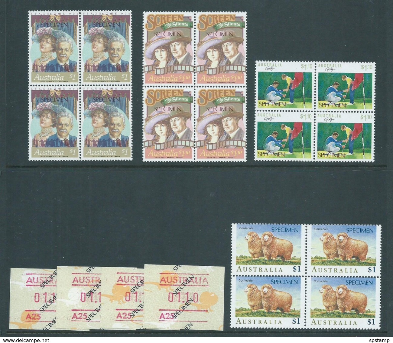 Australia 1989 Specimen Overprints Part Set Of 4 In Fine MNH Blocks Of 4 , The Frama As 4 Singles - Mint Stamps