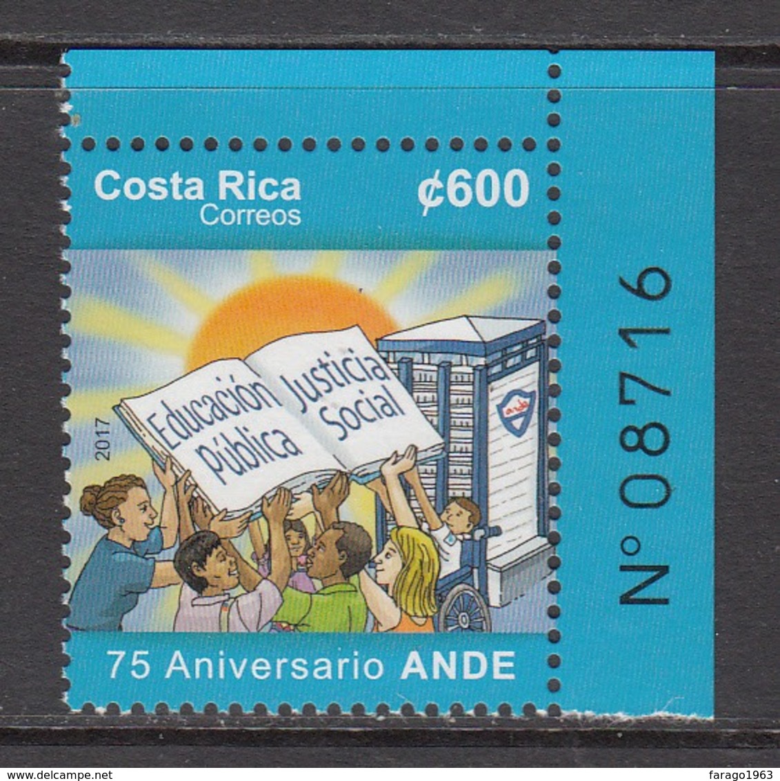 2017 Costa Rica ANDE Education Complete Set Of 1 MNH - Costa Rica