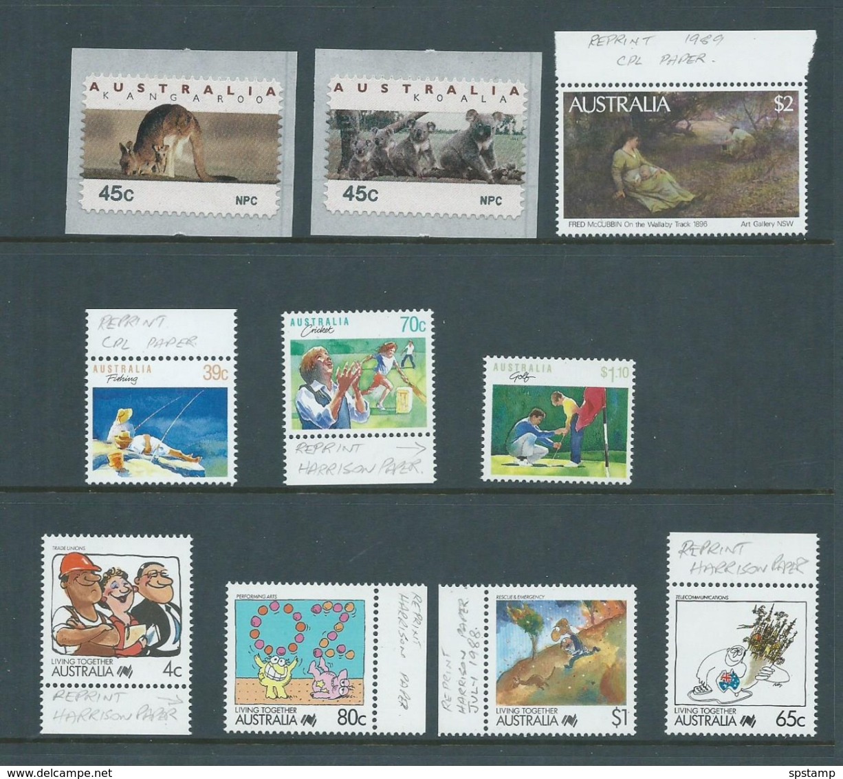 Australia 1988 - 1989 ~ Reprints On Different Papers MNH Selection - Mint Stamps