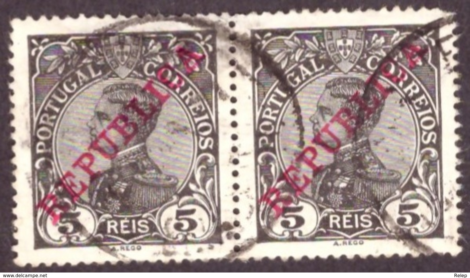 Portugal - 1910 Rei D. Manuel II - Selos De 1910 Com Sobrecarga "REPUBLICA" 5r - Used Stamps